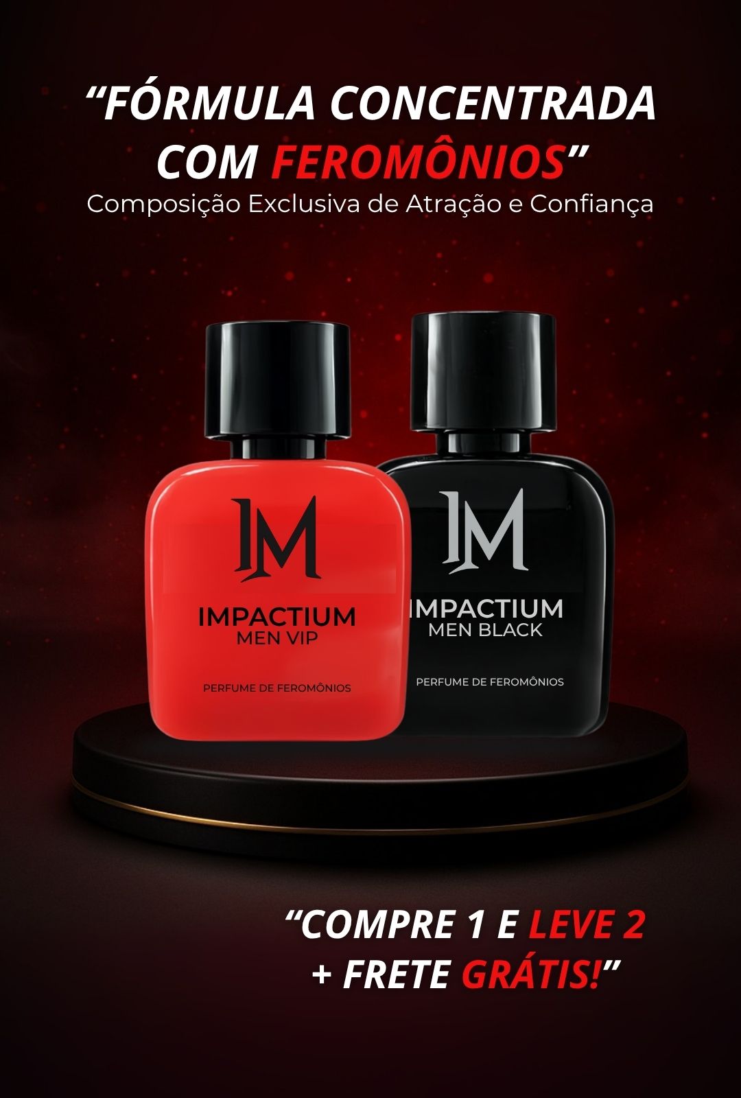 COMPRE 1 E LEVE 2 - Perfume Impactium Men Vip + Black - Perfume de Feromônios - 50ml Cada